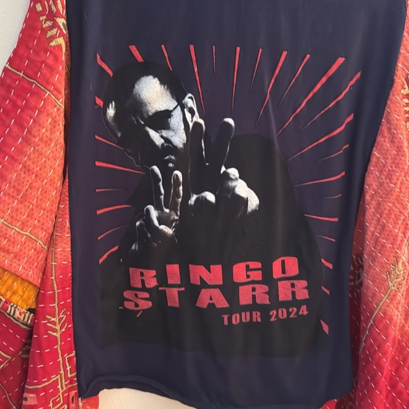 RINGO STARR Kantha Band TShirt Poncho Top w sleeves Handmade Boho One of a Kind - Picture 2 of 4